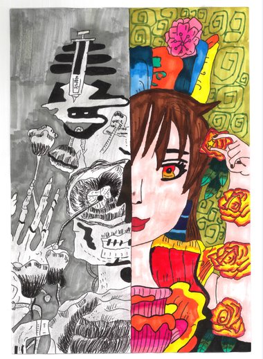 初中组”禁毒“主题绘画获奖作品（7张）
